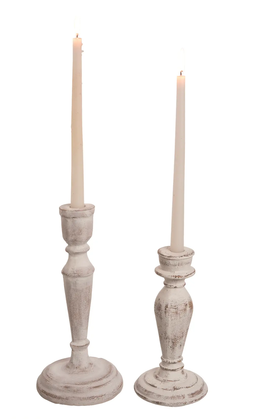 9 Inch Cement White Wash Candle Holder Taper-1