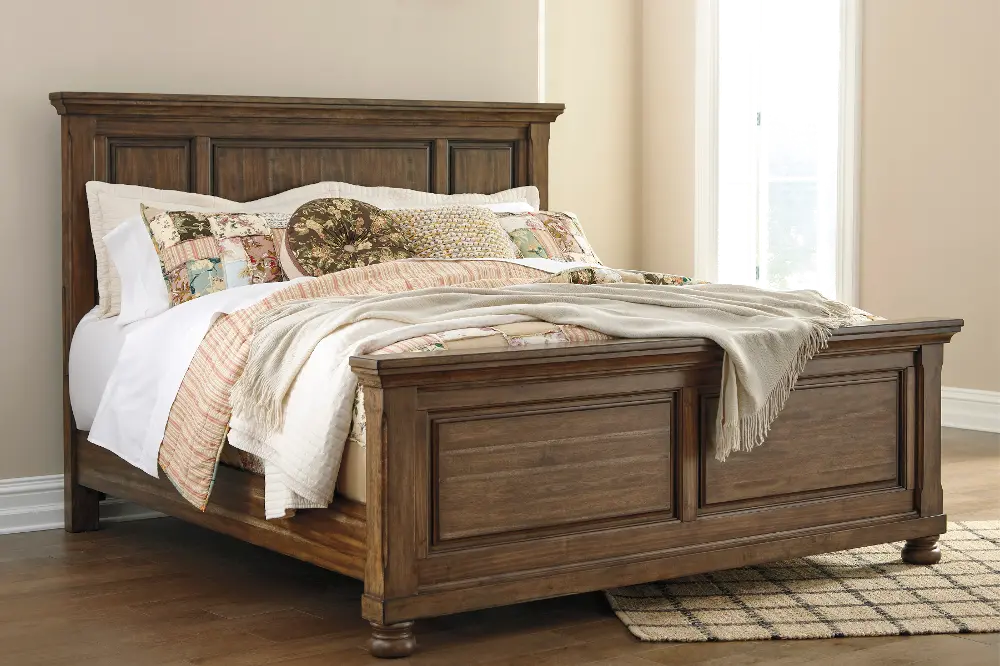 Traditional Tobacco Brown Queen Bed - Branburry-1