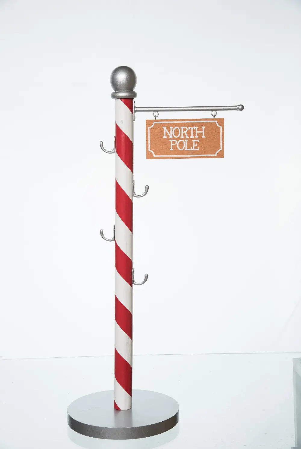 Red, White, and Silver North Pole Wooden Stocking Holder-1