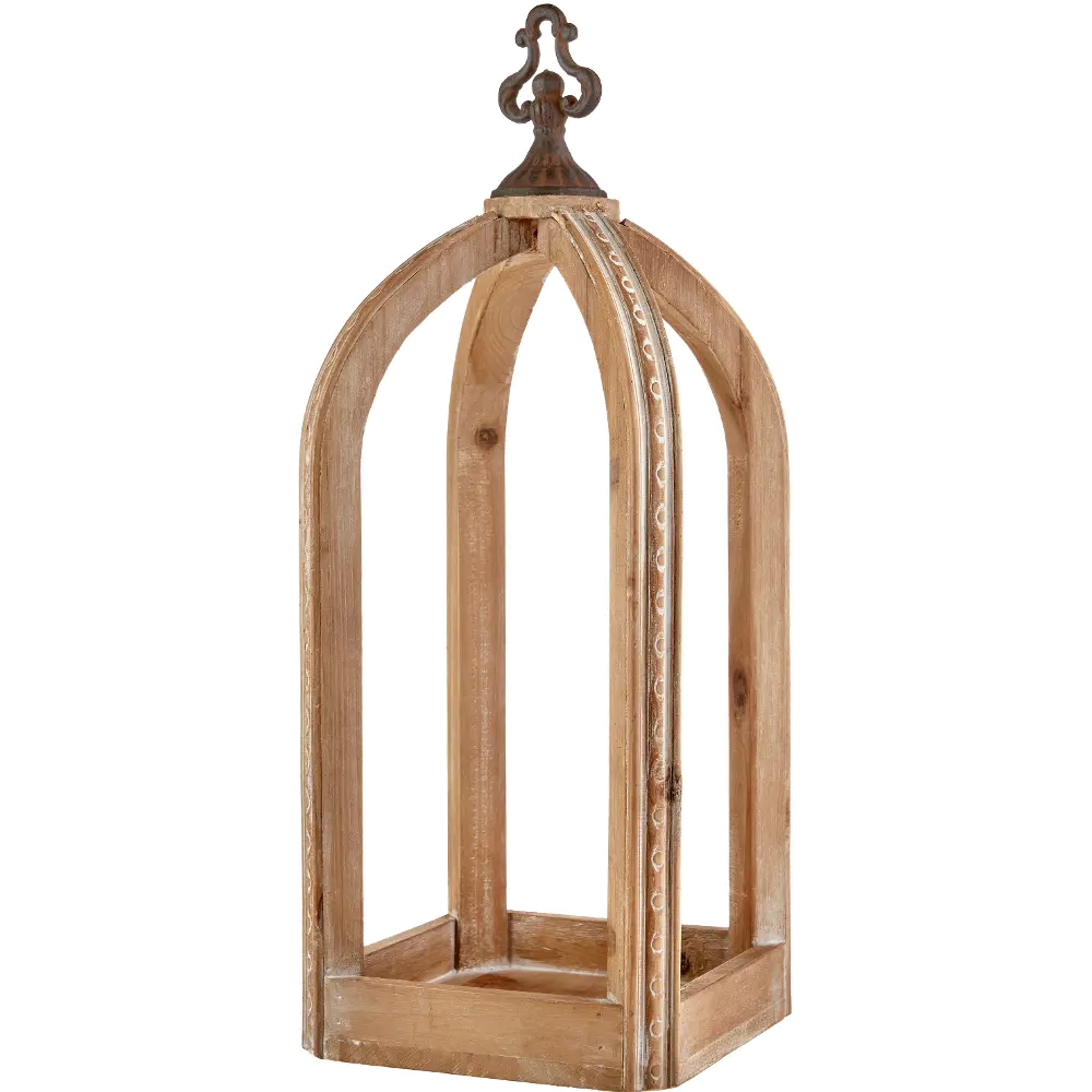 20 Inch Brown and Gold Lantern with Finial Topper-1