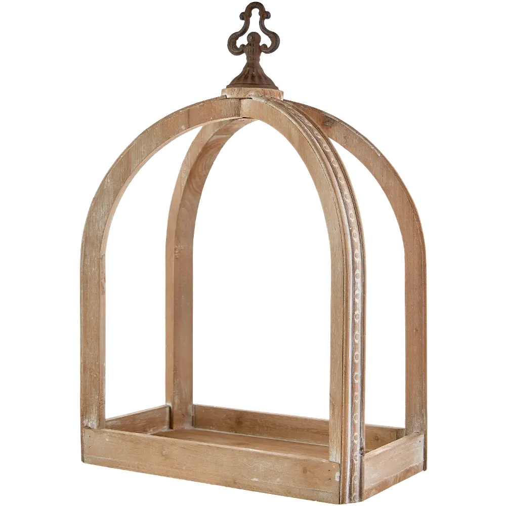 20 Inch Brown and Gold Lantern with Finial Topper-1