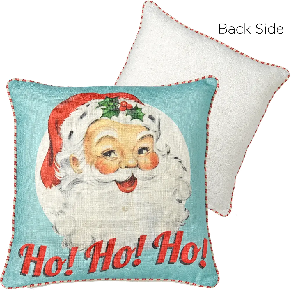Blue, Red and White 18 Inch Ho Ho Ho Santa Throw Pillow-1
