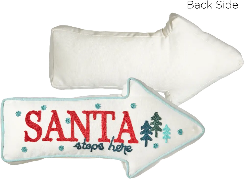 16 Inch Santa Stops Here Embroidered Arrow Throw Pillow-1