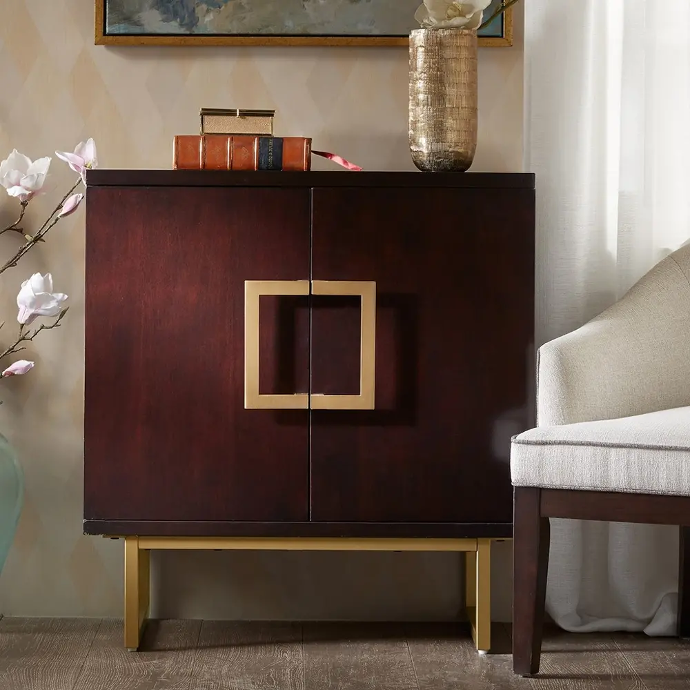 Dark Cherry Accent Chest with Gold Detailing-1