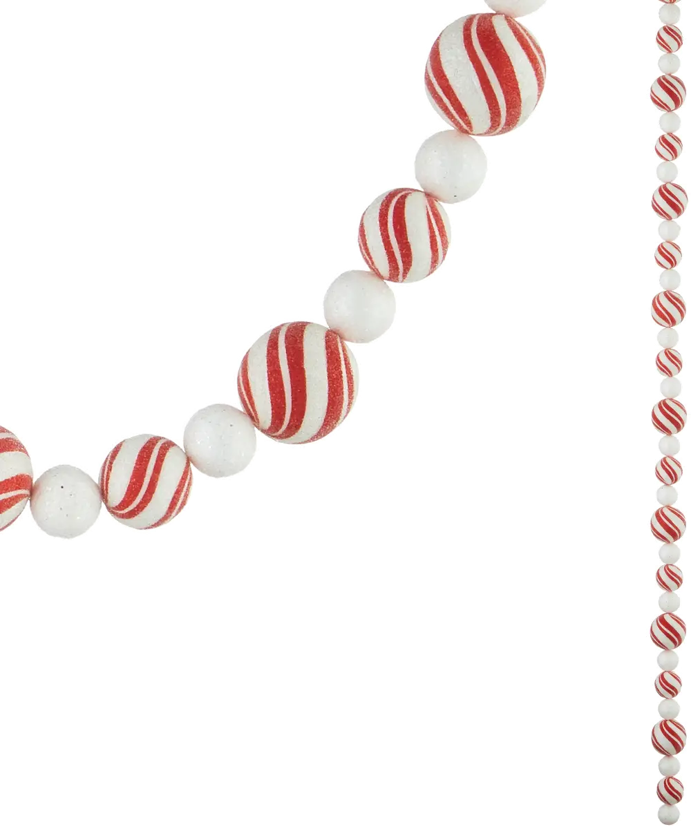 4 Foot Red and White Peppermint Candy Garland Decoration-1