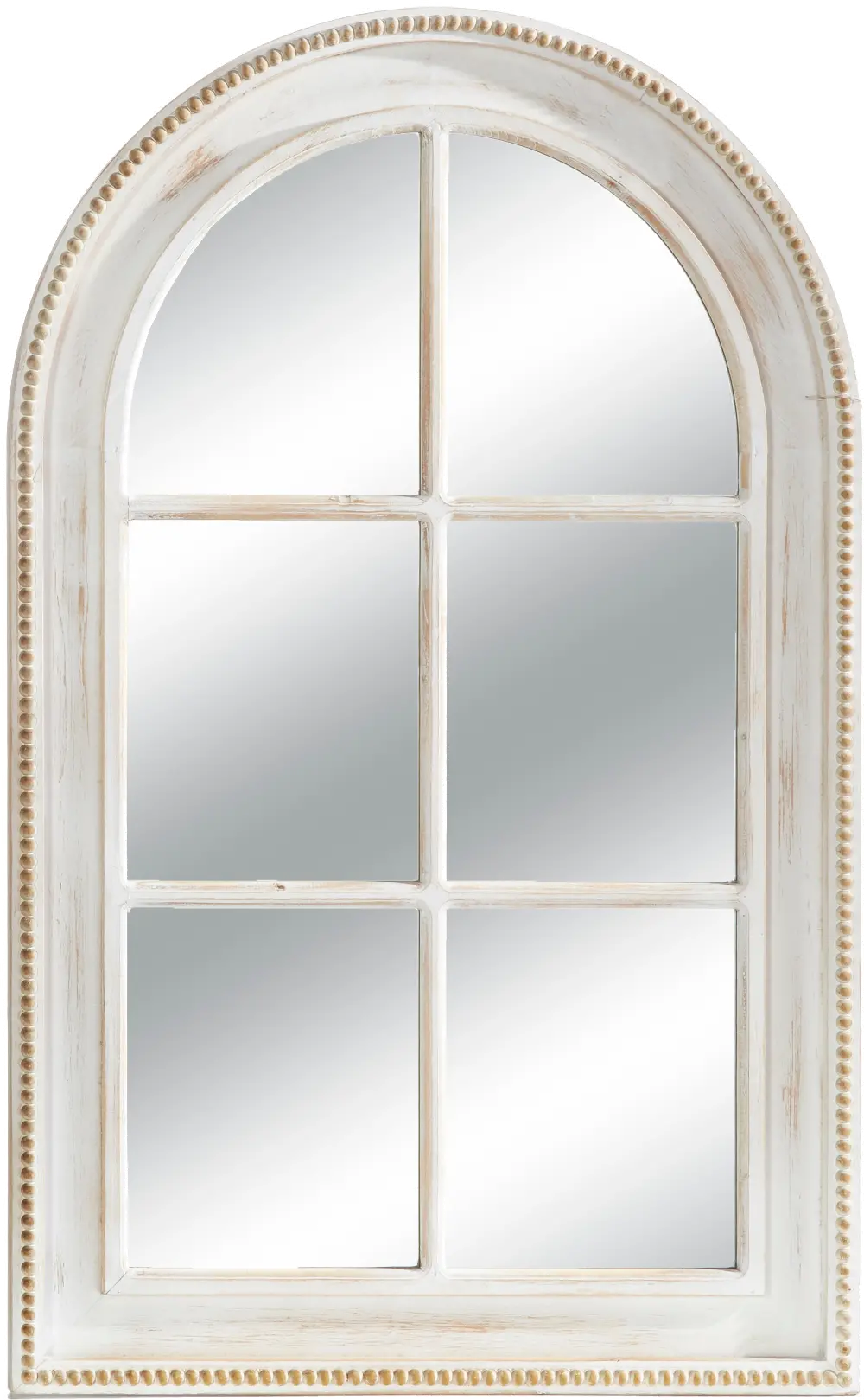 47 Inch White Washed Twisted Edge Window Pane Mirror-1