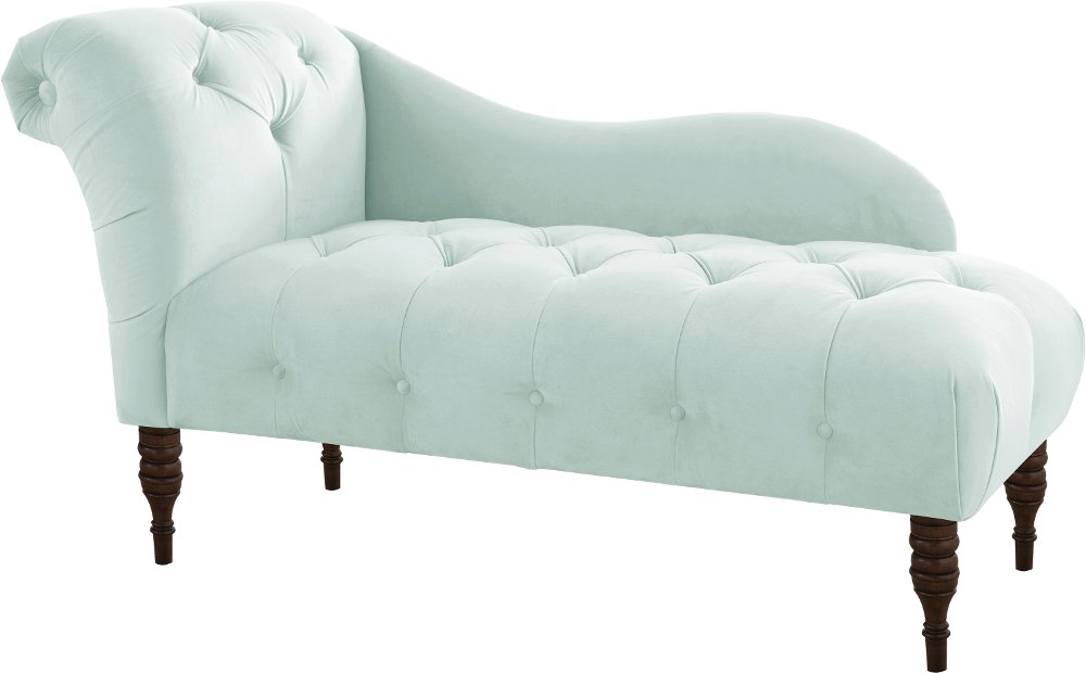 Carmen Velvet Pool Blue Single Arm Chaise - Skyline Furniture