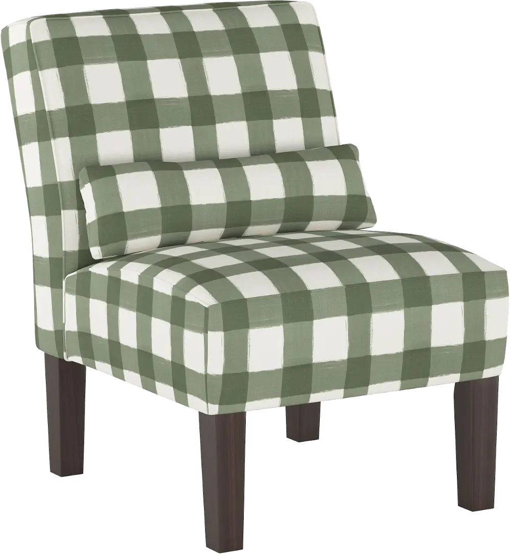5705BFLSQRSGOGA Sage Buffalo Plaid Armless Chair-1