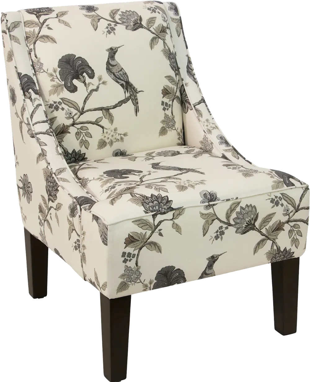 72-1SHNINKOGA Black And White Floral Swoop Arm Chair-1
