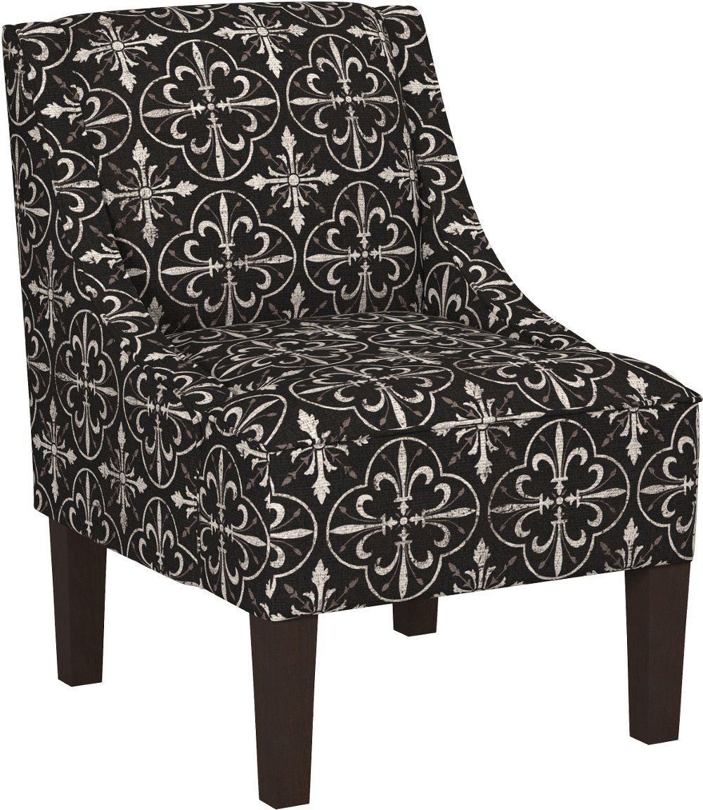 Parker Black Tile Swoop Arm Accent Chair - Skyline Furniture