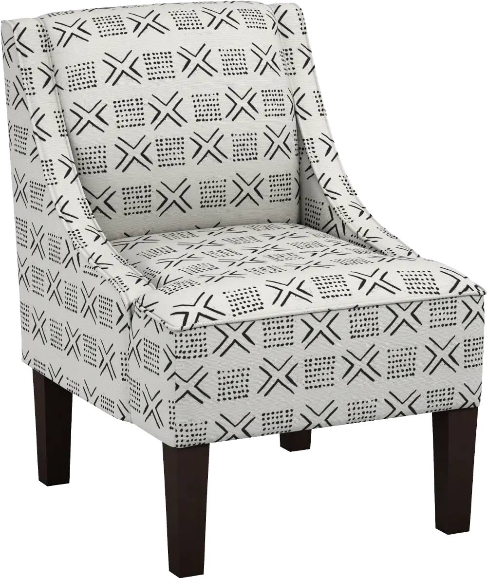 72-1RMCRMOGA Patterned Cream Swoop Arm Chair-1