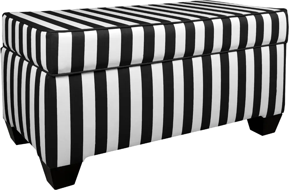 6225STCBSTRBLKWHOGA Canopy Black and White Stripe Storage Bench-1