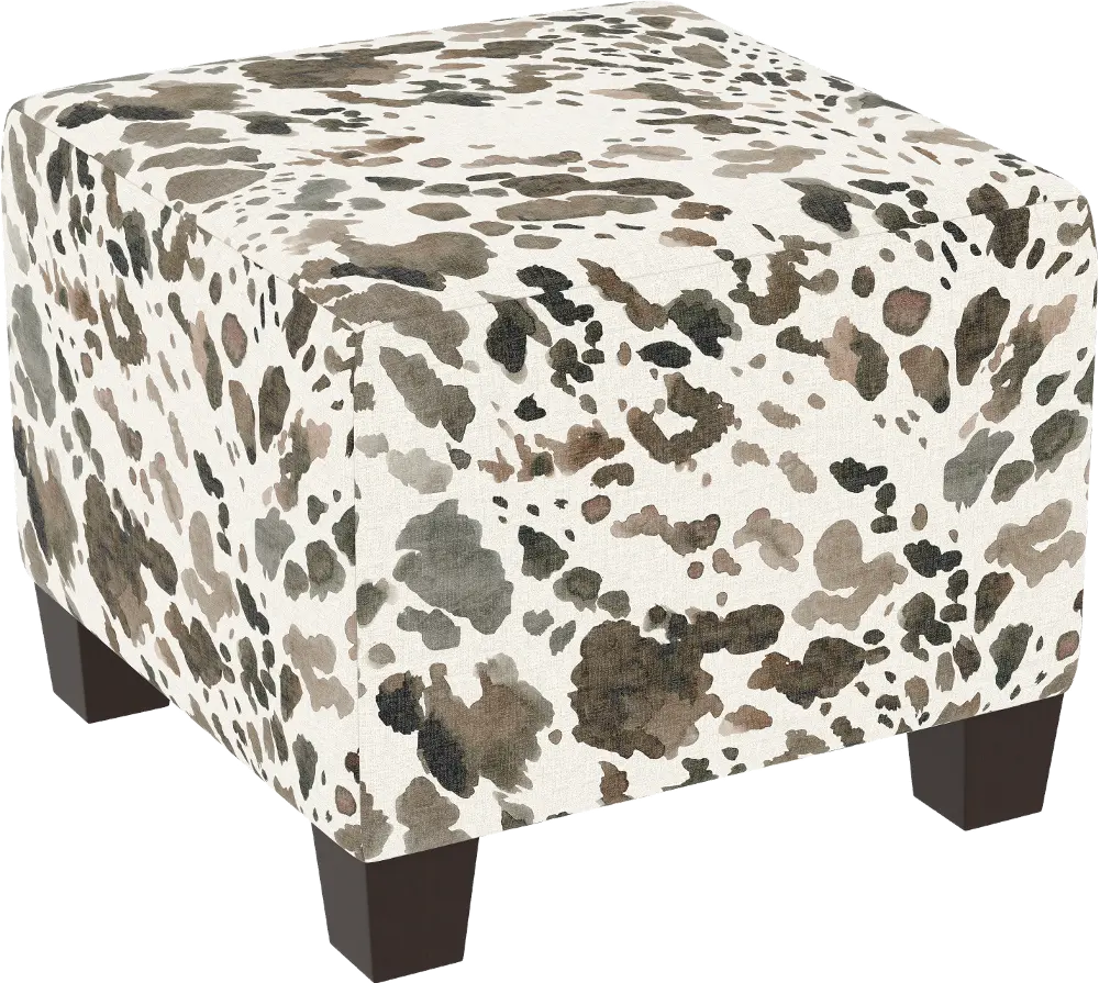 57-2CWNTROGA Blaire Light Brown Cow Print Square Ottoman - Skyline Furniture-1