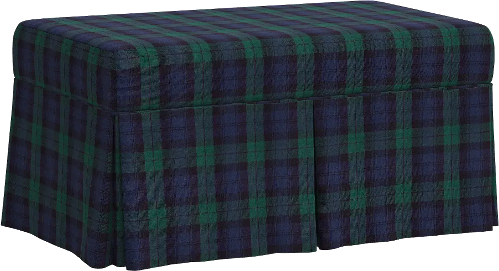 8802SKBLCBLC Green and Blue Plaid Skirted Bench-1