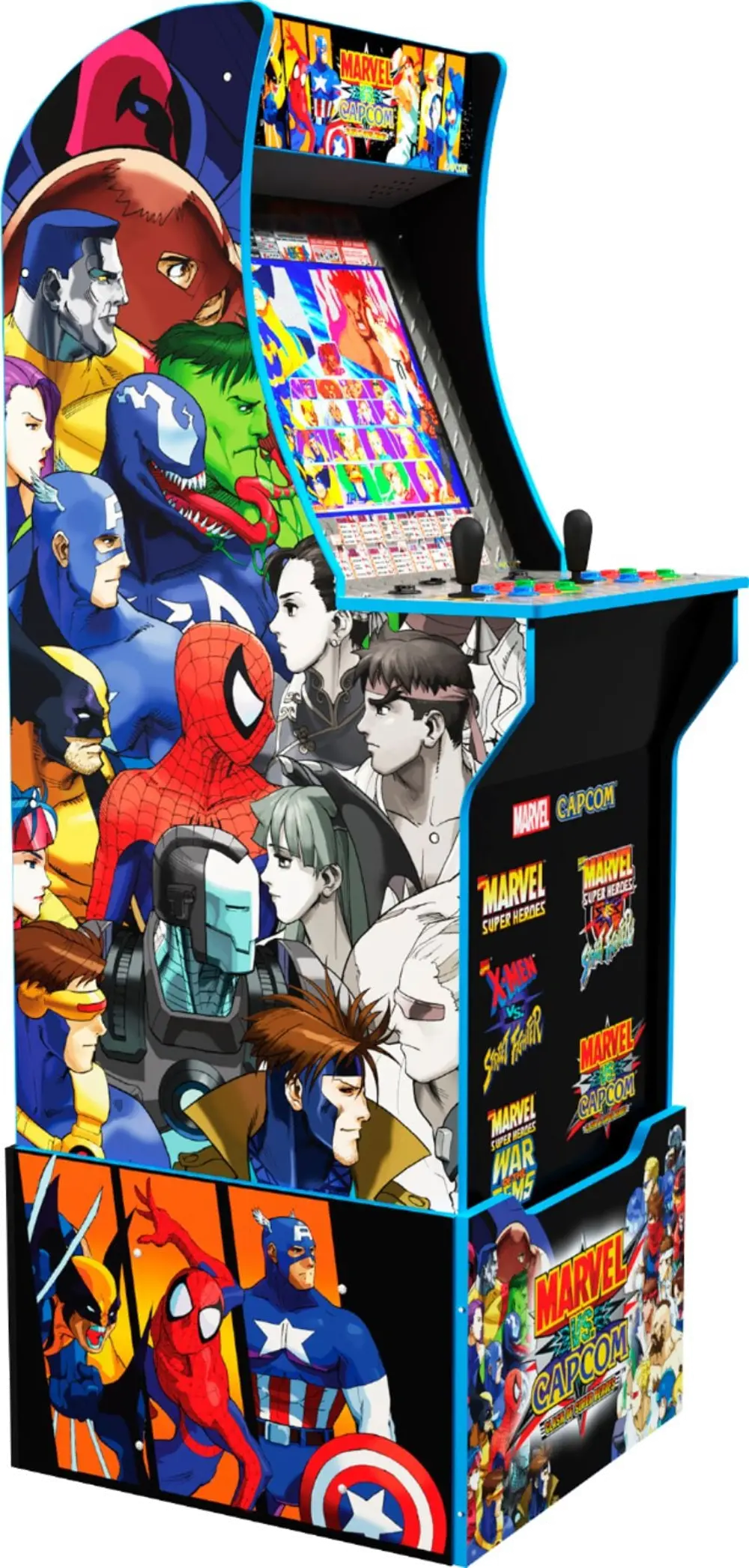 815221022720 Arcade1Up Marvel vs Capcom Arcade with Riser and Stool-1