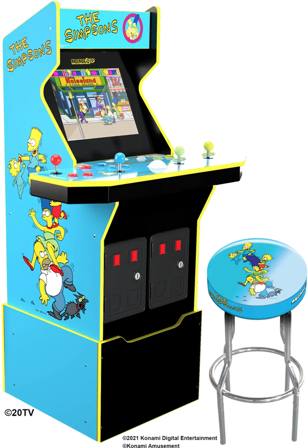 195570001936 Arcade 1Up The Simpsons Arcade Machine with Stool-1