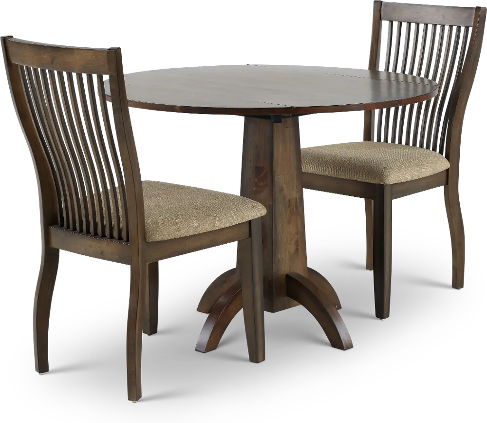 Zoey Mango Wood 3 Piece Dining Room Set with Slat Back Chairs-1
