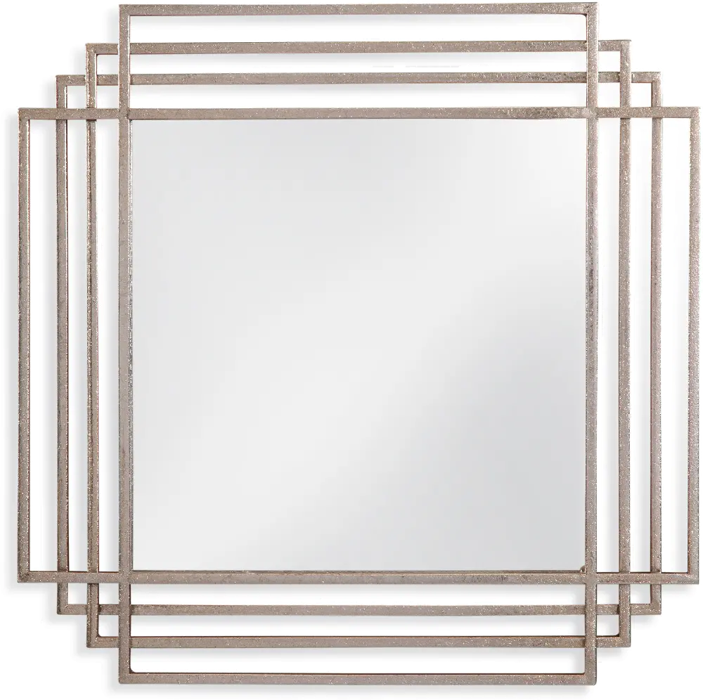 Silver Leaf Metal Open Design Style Wall Mirror-1