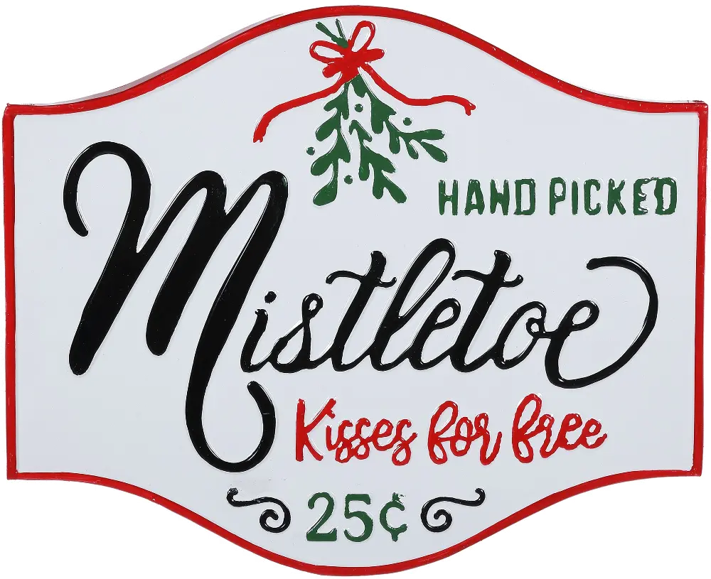 Red, Green, White and Black Mistletoe Kisses Wall Decoration-1
