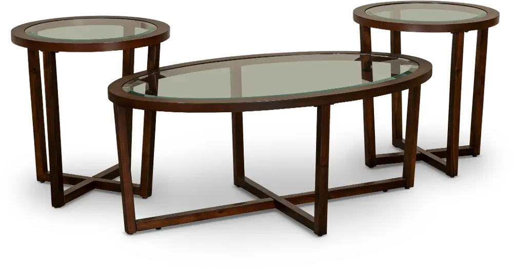 Traditional Round Cherry Table, Set of 3-1