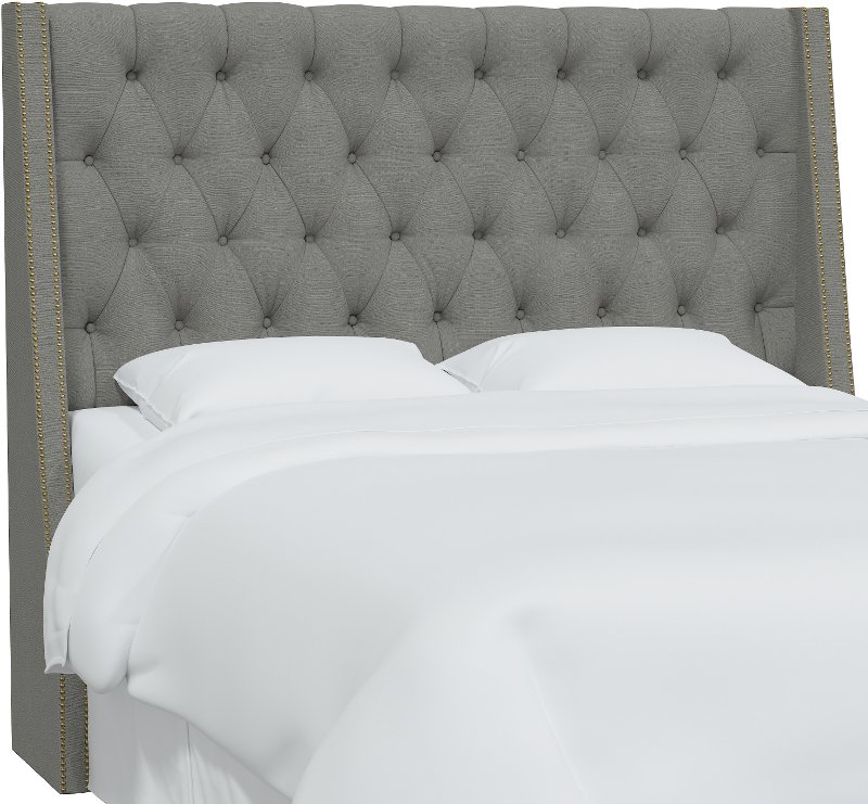 Queen Gray Tufted Headboard Rc Willey, Gray Tufted Bed Frame Queen