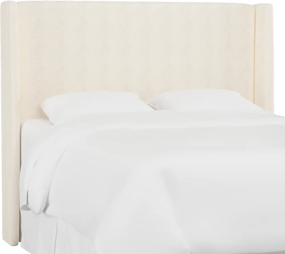 433KZMWHT Tiffany White Curved Wingback King Headboard - Skyline Furniture-1