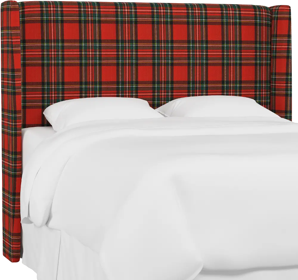 434CANCSTWRD California King Red And Green Plaid Headboard-1