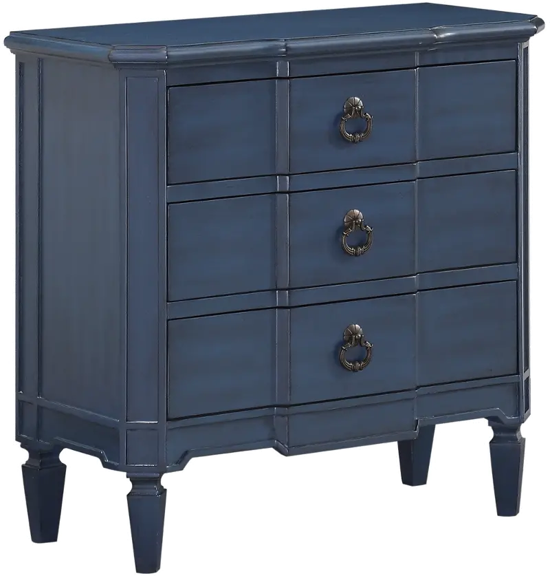Transitional Fowler Blue Three Drawer, Raymour And Flanigan Dresser Drawer Removal Instructions
