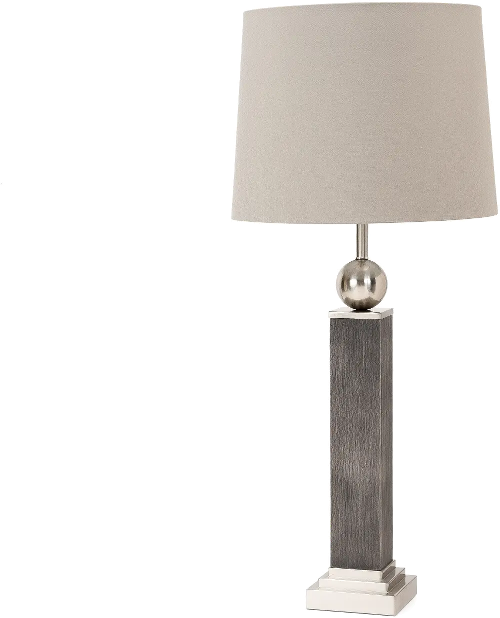 35 Inch Silver Metal Table Lamp with Wood Base-1