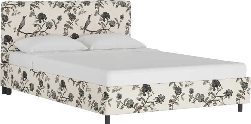 754PBDSHNINKOGA Brianna Black Bird Floral California King Platform Bed - Skyline Furniture-1