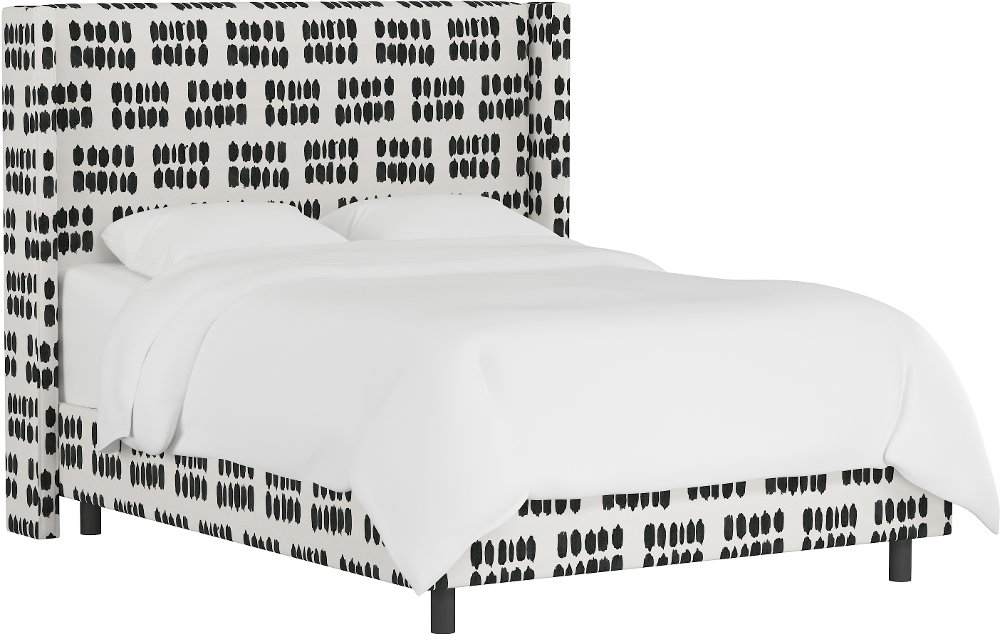 Penelope Black Dot Straight Wingback Twin Bed - Skyline Furniture