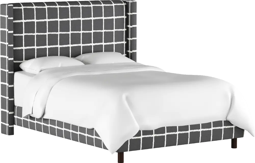 501BEDBRSTTRCHROGA Full Wingback Charcoal Upholstered Bed - Tattersall-1