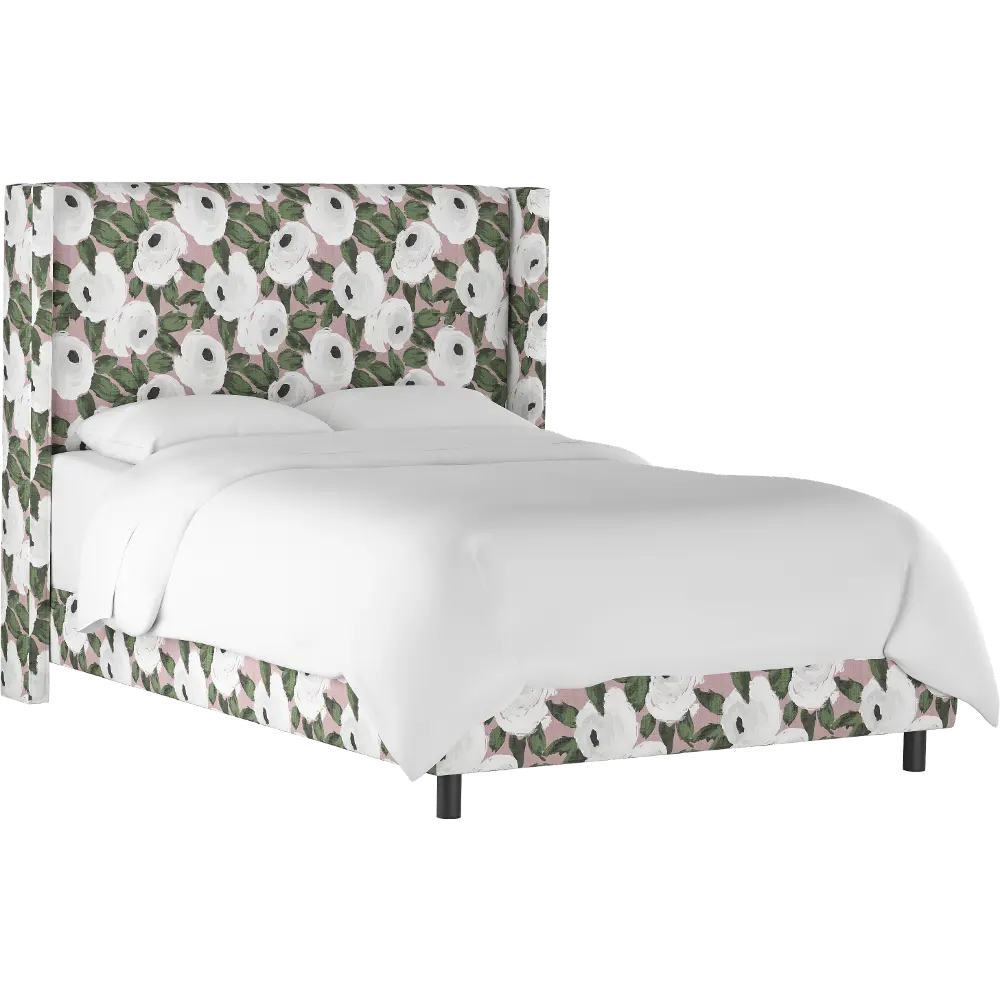 503BEDBLMSBRYRSBLSHIVYOGA Penelope Rose Floral Straight Wingback King Bed - Skyline Furniture-1