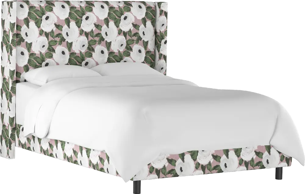 500BEDBLMSBRYRSBLSHIVYOGA Penelope Rose Floral Straight Wingback Twin Bed - Skyline Furniture-1