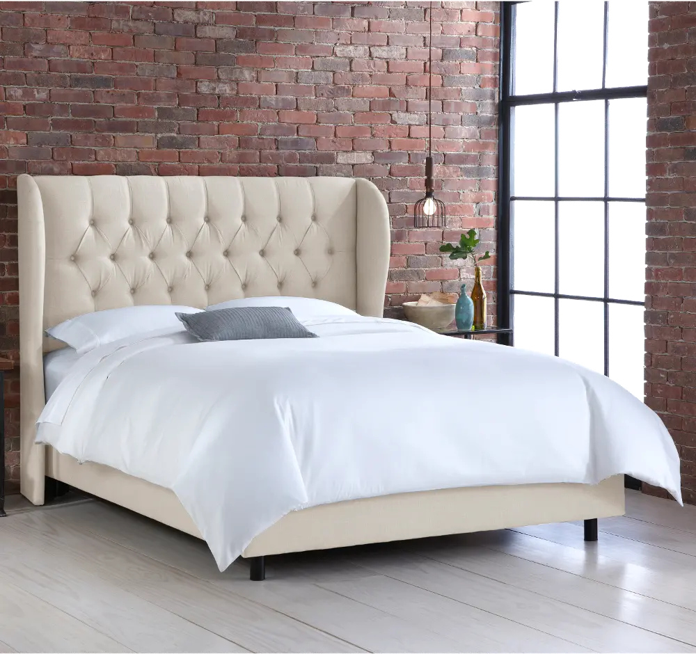 413BEDLNNTLC Izzy Cream Sloped Wingback King Bed - Skyline Furniture-1