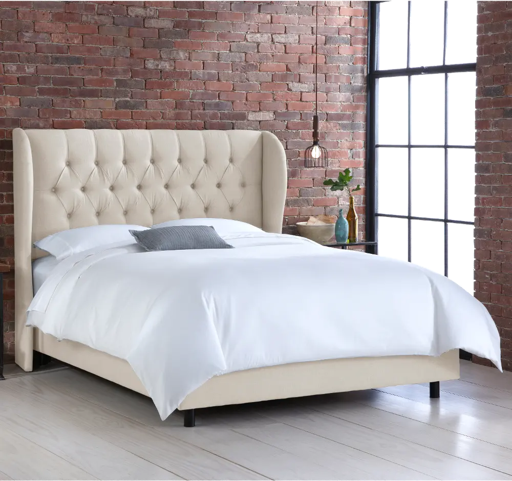 410BEDLNNTLC Izzy Cream Sloped Wingback Twin Bed - Skyline Furniture-2