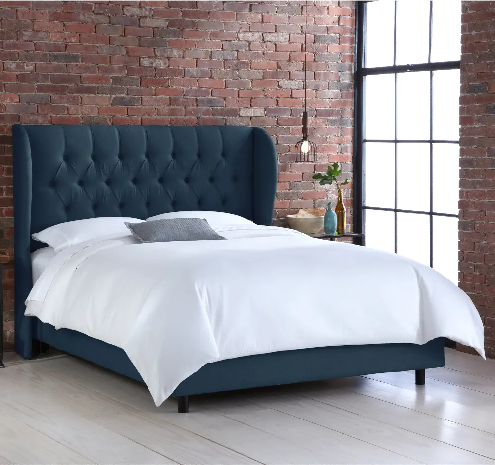 413BEDLNNNV Izzy Navy Sloped Wingback King Bed - Skyline Furniture-2