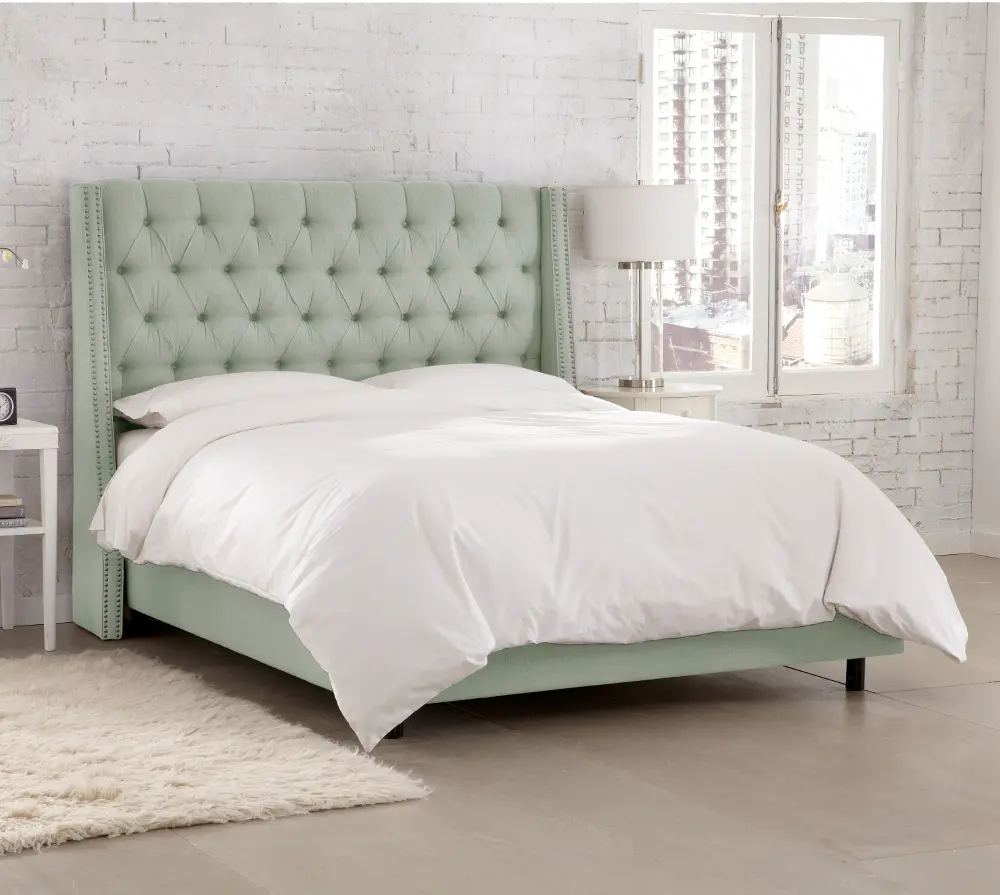 124NBBED-PWLNNSWDBL Riley Pale Blue Flared Wingback California King Bed-1