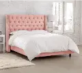 120NBBED-PWLNNPTL Riley Pink Flared Wingback Twin Bed - Skyline Furniture