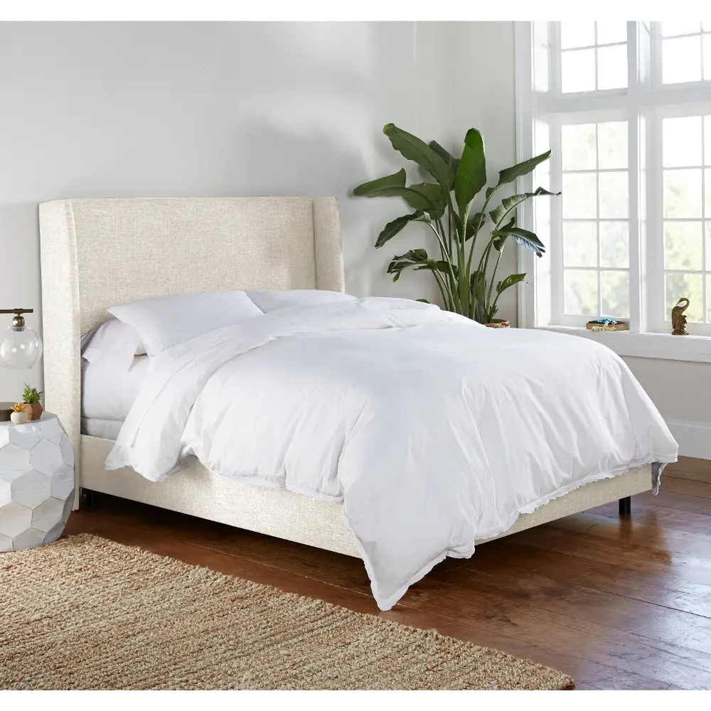 434BEDZMWHT Sasha White Curved Wingback California King Bed - Skyline Furniture-1