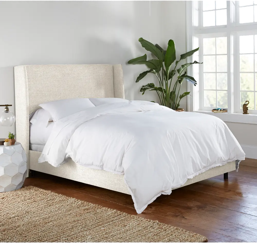 432BEDZMWHT Sasha White Curved Wingback Queen Bed - Skyline Furniture-1