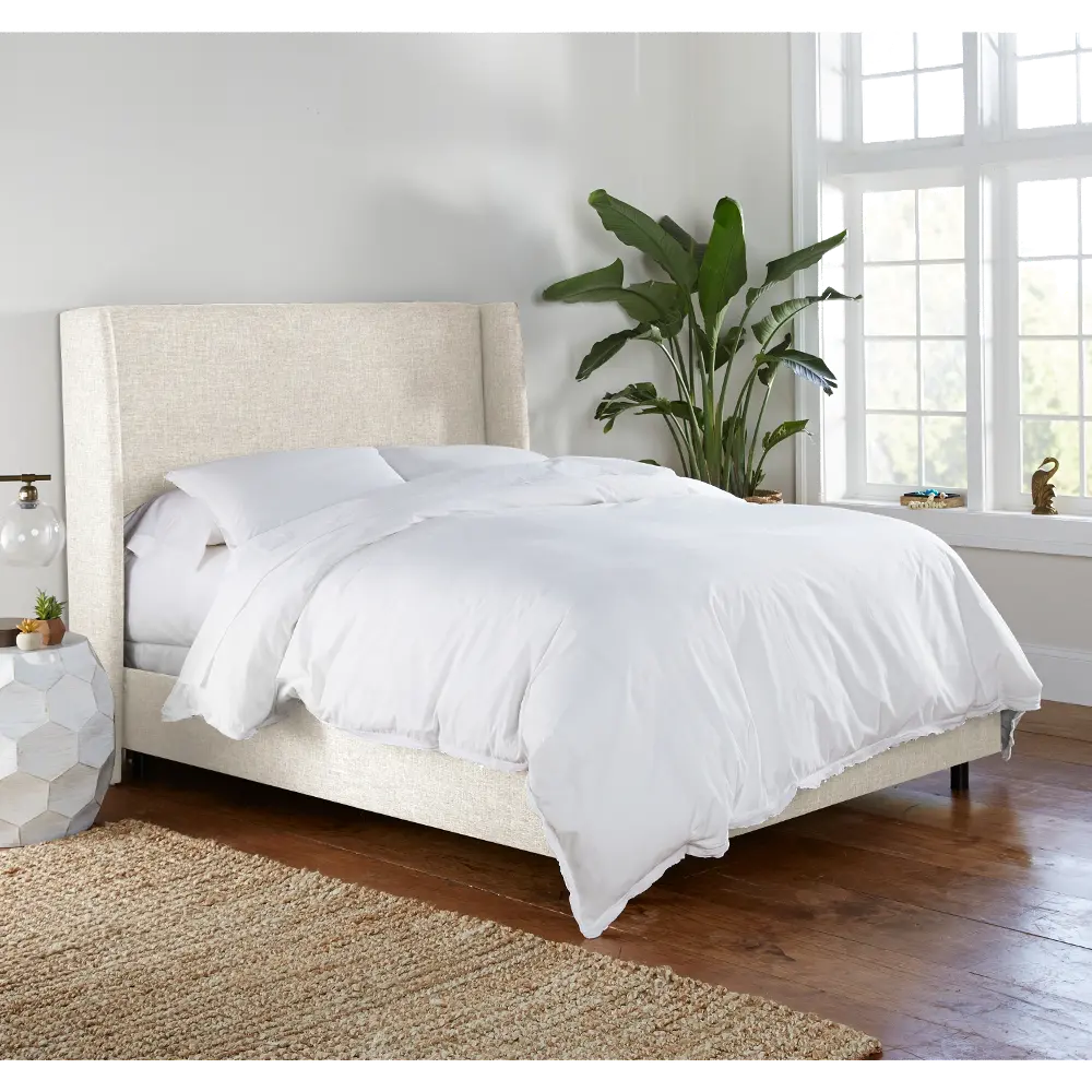 432BEDZMWHT Sasha White Curved Wingback Queen Bed - Skyline Furniture-1