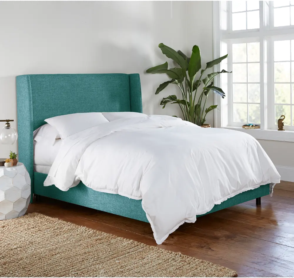 433BEDZMPCC King Blue Square Bed - Zuma Peacock-1