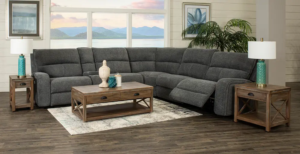 Star Gray 6 Piece Power Reclining Sectional-1