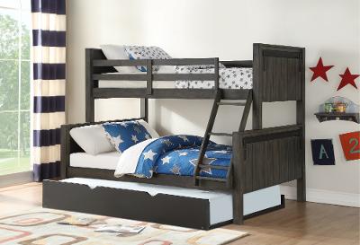 Farmhouse Gray Twin Over Full Bunk Bed, Ikea Bunk Bed Twin Over Full