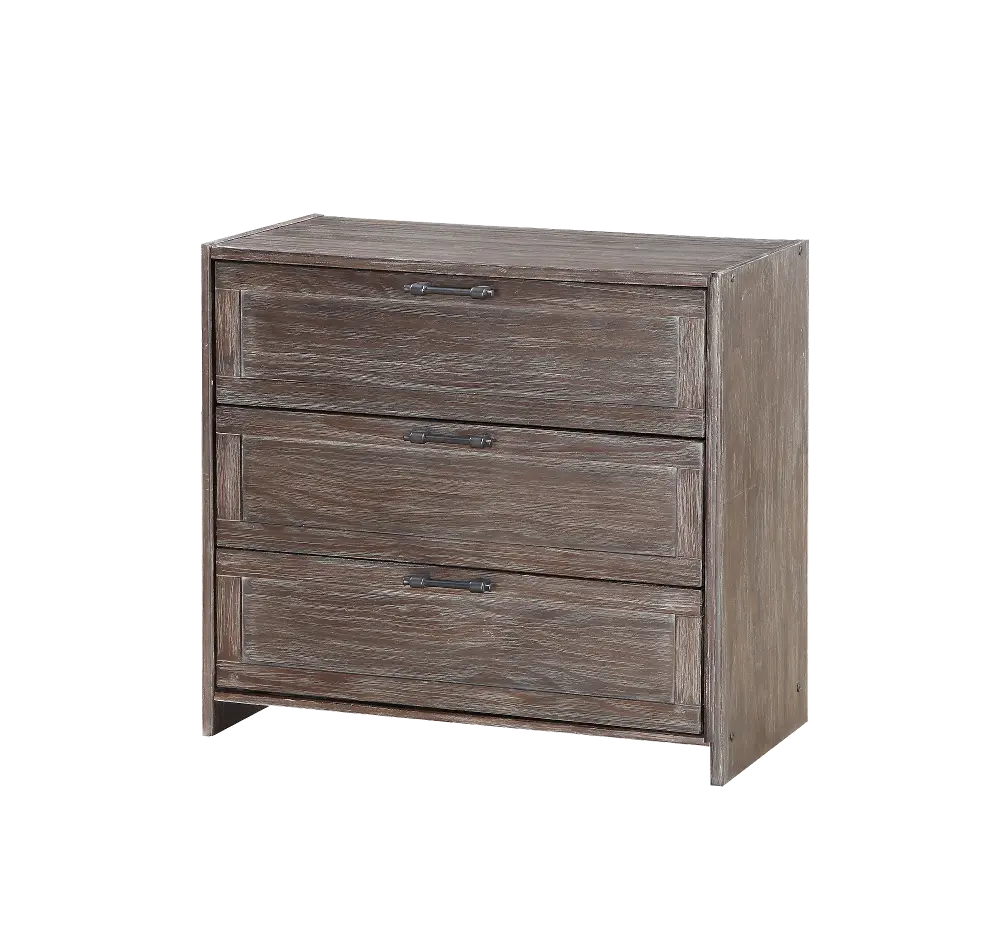 Farmhouse Brushed Brown 3 Drawer Chest - Barn Door-1