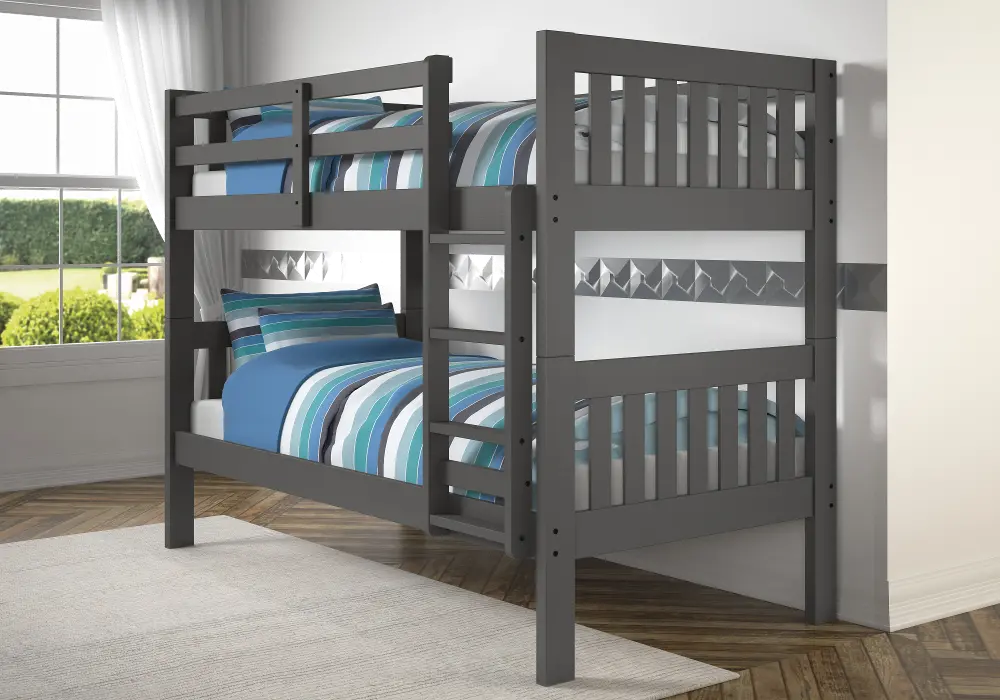 Classic Gray Twin over Twin Bunk Bed - Mission-1