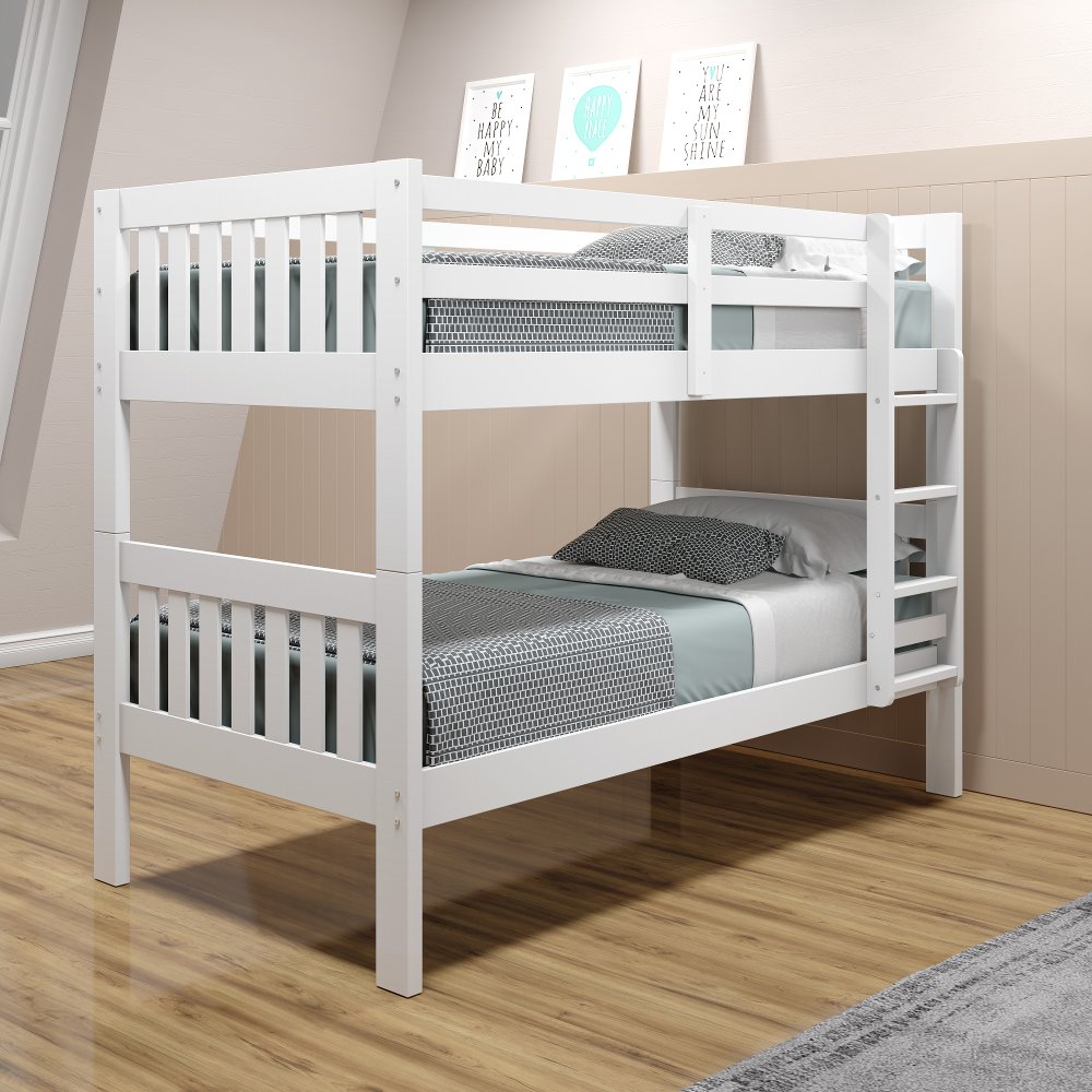 Classic White Twin over Twin Bunk Bed - Mission