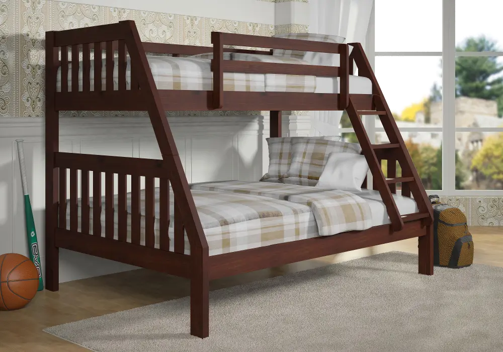 Classic Brown Twin over Full Bunk Bed - Mission-1