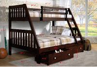 Brown Twin Over Full Bunk Bed With, Mission Twin Over Full Bunk Bed